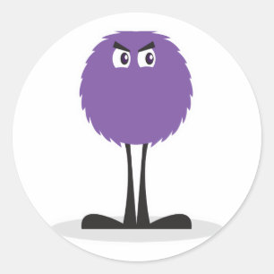 Pegatina Redonda monstruo morado adorable