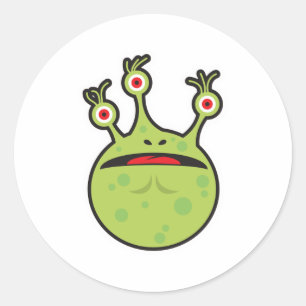 Pegatina Redonda monstruo verde gracioso