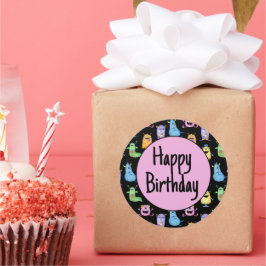 Pegatina Redonda Monstruos adorables