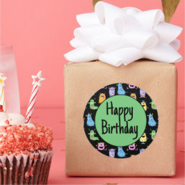 Pegatina Redonda Monstruos adorables