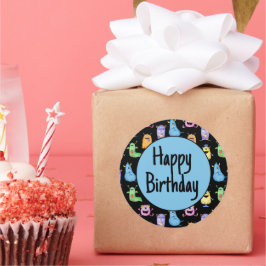 Pegatina Redonda Monstruos adorables