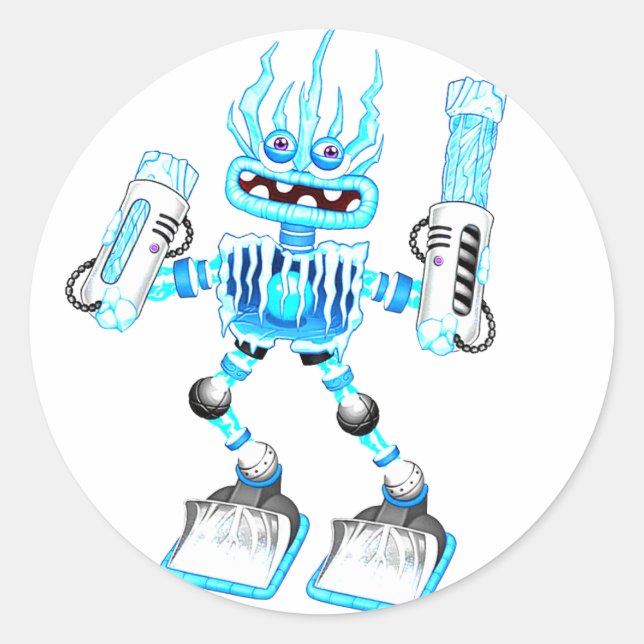 Pegatina Redonda monstruos de canto (Anverso)