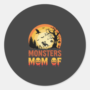 Pegatina Redonda Monstruos de Halloween Mamá de la Familia Esquelet