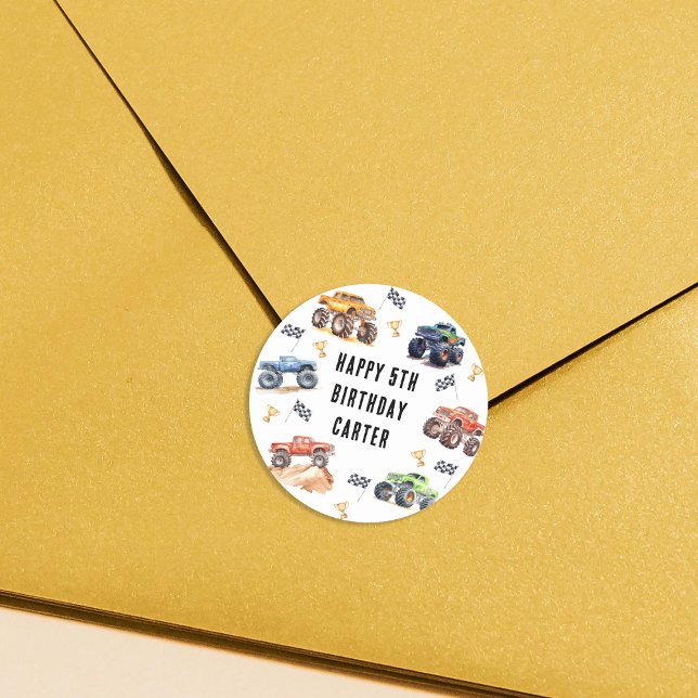 Pegatina Redonda Monstruos modernos para niños fiesta de cumpleaños (Subido por el creador)