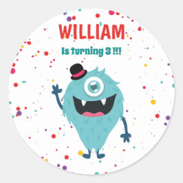 Pegatina Redonda Monstruos pequeños adorables