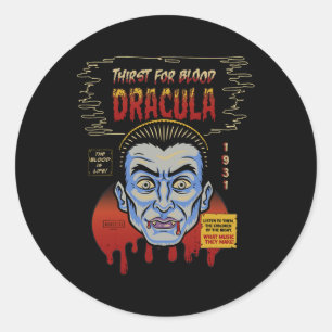 Pegatina Redonda Monstruos universales Drácula Máscara de Halloween
