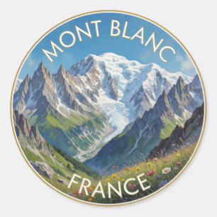 Pegatina Redonda Mont Blanc Francia Montaña Alpina