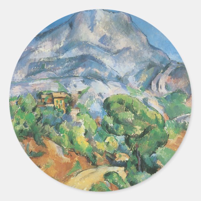 Pegatina Redonda Mont Sainte Victoire sobre Tholonet, Paul Cezanne (Anverso)