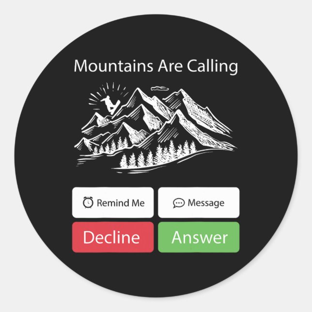 Pegatina Redonda Montaje de pantalla de teléfono móvil Snowboard pa (Anverso)