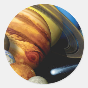 Pegatina Redonda Montaje de planetas del sistema solar de la NASA J
