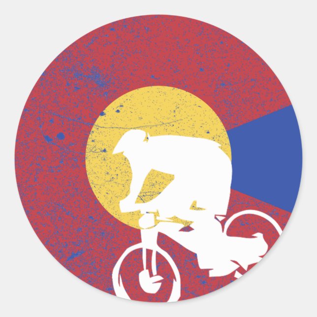 Pegatina Redonda Montaña Bicicleta Colorado (Anverso)