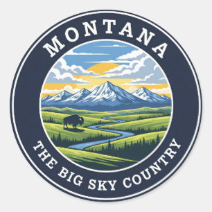 Pegatina Redonda Montana Big Sky Country
