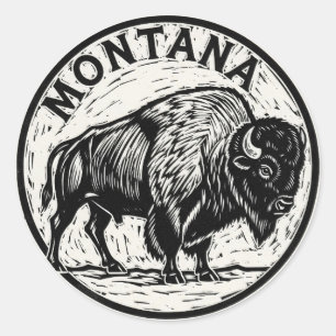 Pegatina Redonda Montana Bison
