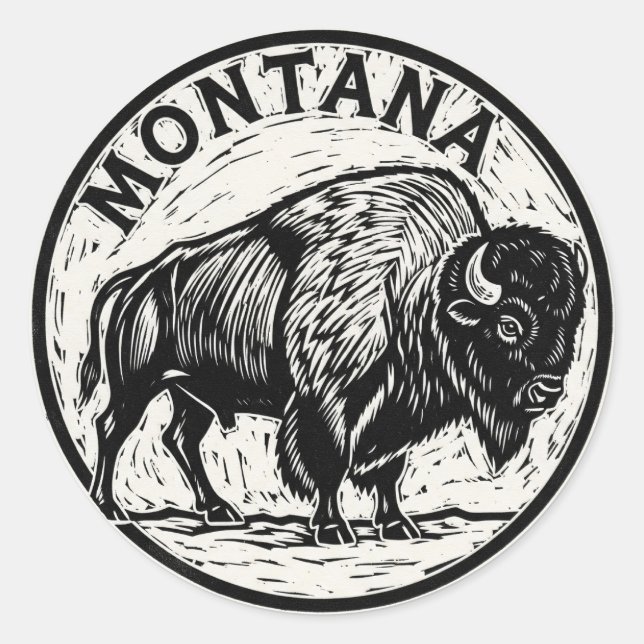 Pegatina Redonda Montana Bison (Anverso)