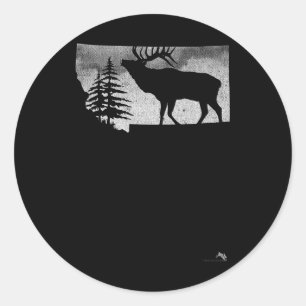 Pegatina Redonda Montana Elk Hunter