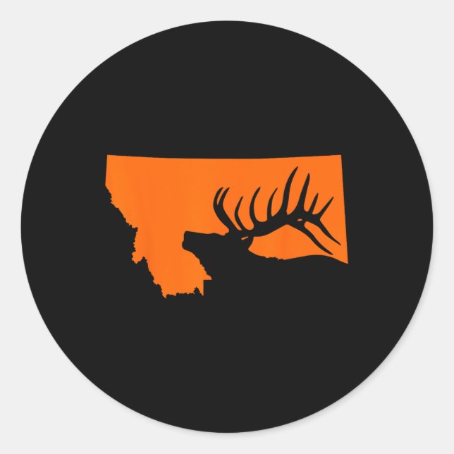 Pegatina Redonda Montana Elk Hunting (Anverso)