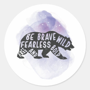 Pegatina Redonda Montaña Forest Bear Lover Silhouette