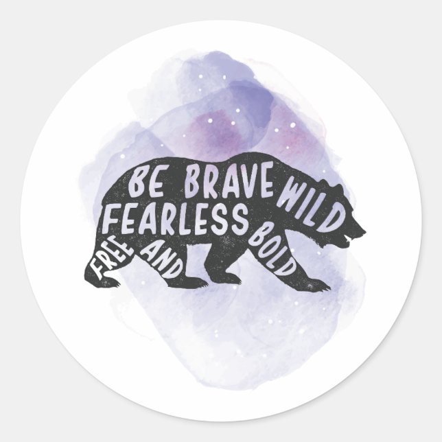 Pegatina Redonda Montaña Forest Bear Lover Silhouette (Anverso)