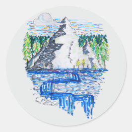 Pegatina Redonda Montaña fresca