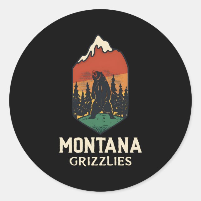Pegatina Redonda Montana Grizzlies (Anverso)