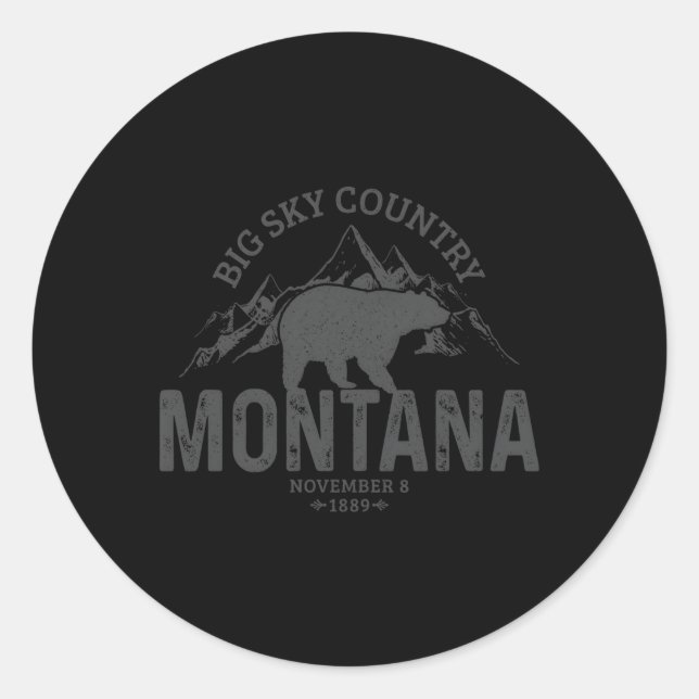 Pegatina Redonda Montana Grizzly Bear Camg Senderismo (Anverso)
