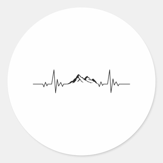 Pegatina Redonda MONTAÑA HEARTBEAT Curioso excursionista Wanderer (Anverso)