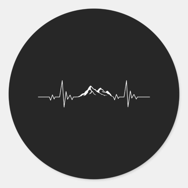 Pegatina Redonda MONTAÑA HEARTBEAT Curioso excursionista Wanderer (Anverso)