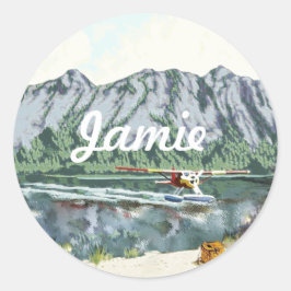 Pegatina Redonda Montaña personalizada