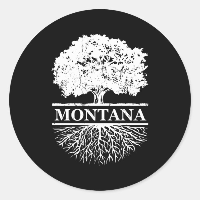 Pegatina Redonda Montana Roots al aire libre (Anverso)