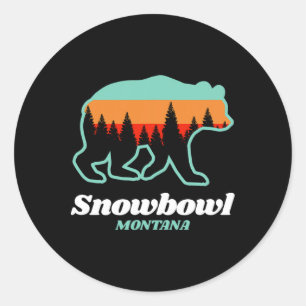 Pegatina Redonda Montana Snowbowl Esquí Esquí de tabla Oso