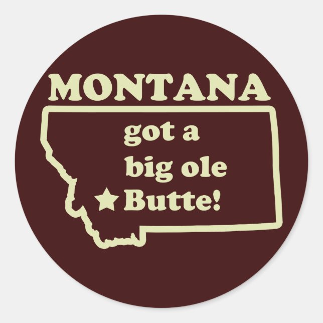 Pegatina Redonda Montana Tiene Una Gran Boca (Vieja) (Anverso)