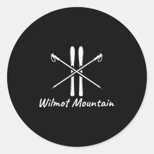 Pegatina Redonda Montaña Wilmot Illinois Esquí Polos de Esquí Invie