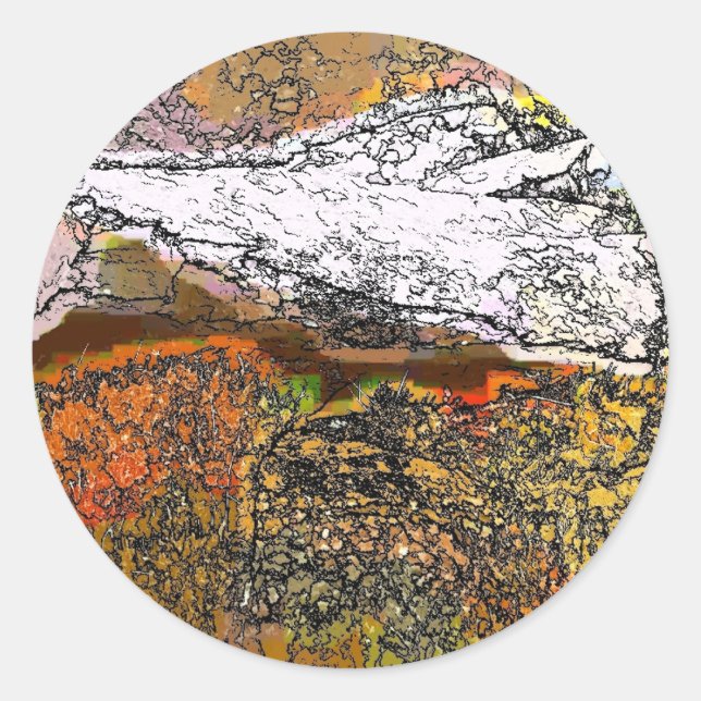 PEGATINA REDONDA MONTAÑAS (Anverso)