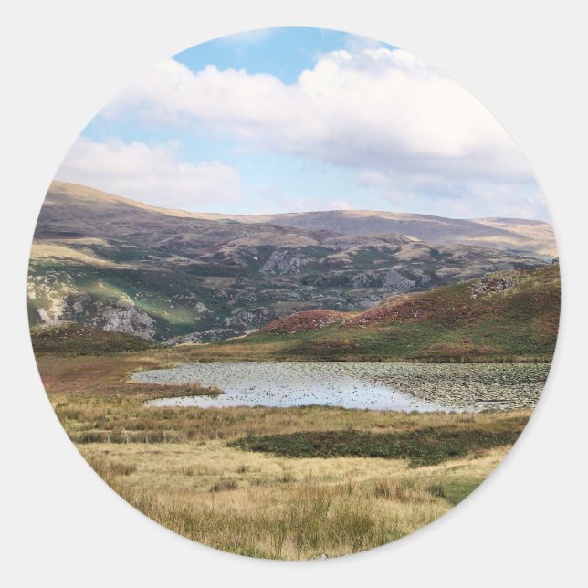 PEGATINA REDONDA MONTAÑAS (Anverso)