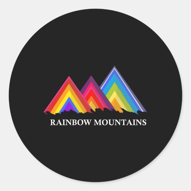 Pegatina Redonda Montañas Arcoiris En Perú (Anverso)