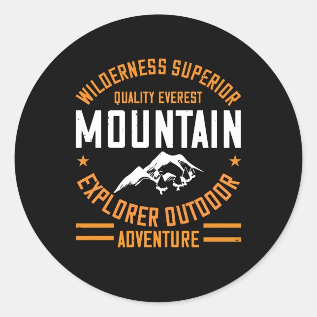 Pegatina Redonda Montañas - Aventura al aire libre del Explorador d (Anverso)