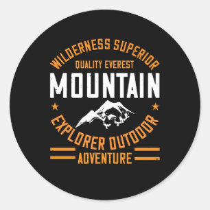 Pegatina Redonda Montañas - Aventura al aire libre del Explorador d