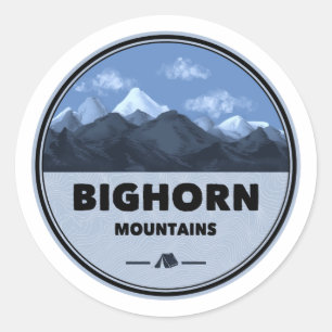 Pegatina Redonda Montañas Bighorn Wyoming Montana Camping