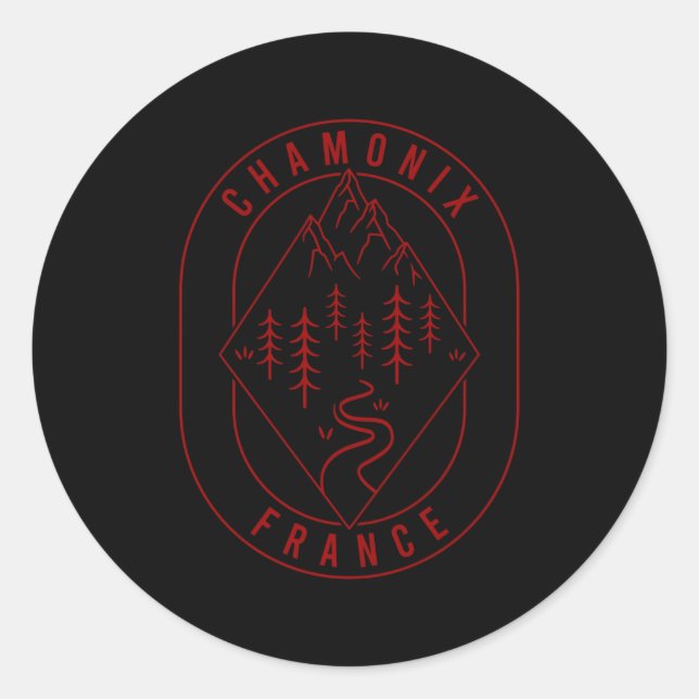 Pegatina Redonda Montañas Chamonix Francia Senderismo al aire libre (Anverso)