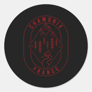 Pegatina Redonda Montañas Chamonix Francia Senderismo al aire libre
