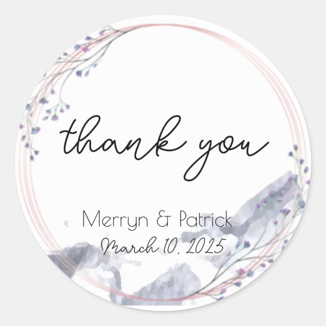 Pegatina Redonda Montañas de acuarela: Sticker (Anverso)