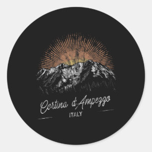 Pegatina Redonda Montañas de Cortina D'ampezzo Italia Senderismo Al