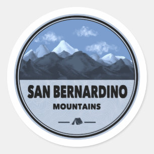 Pegatina Redonda Montañas de San Bernardino Camping California