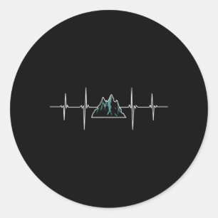 Pegatina Redonda Montañas de Senderismo Escalando Hebeat