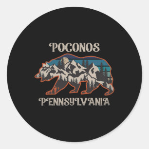 Pegatina Redonda Montañas del oso Poconos Pennsylvania Pa Vintage 8