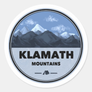 Pegatina Redonda Montañas Klamath California Oregon Camping