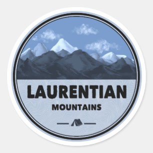 Pegatina Redonda Montañas Laurentianas Quebec Canadá Camping