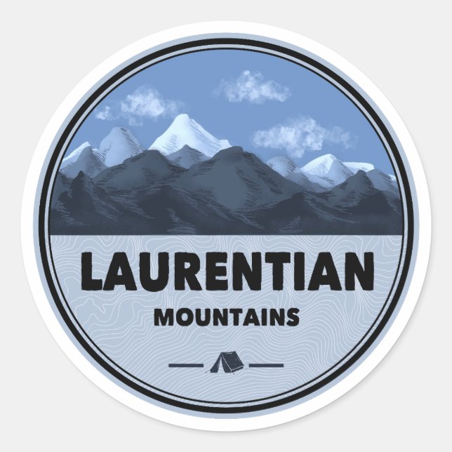 Pegatina Redonda Montañas Laurentianas Quebec Canadá Camping (Anverso)