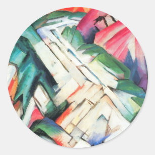 Pegatina Redonda Montañas (Paisaje) por Franz Marc, Arte Antiguo