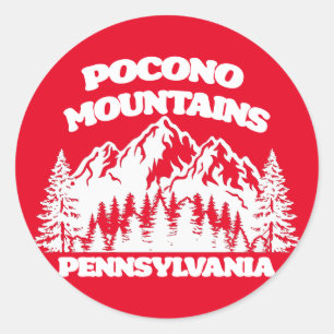 Pegatina Redonda Montañas Pocono Pensilvania